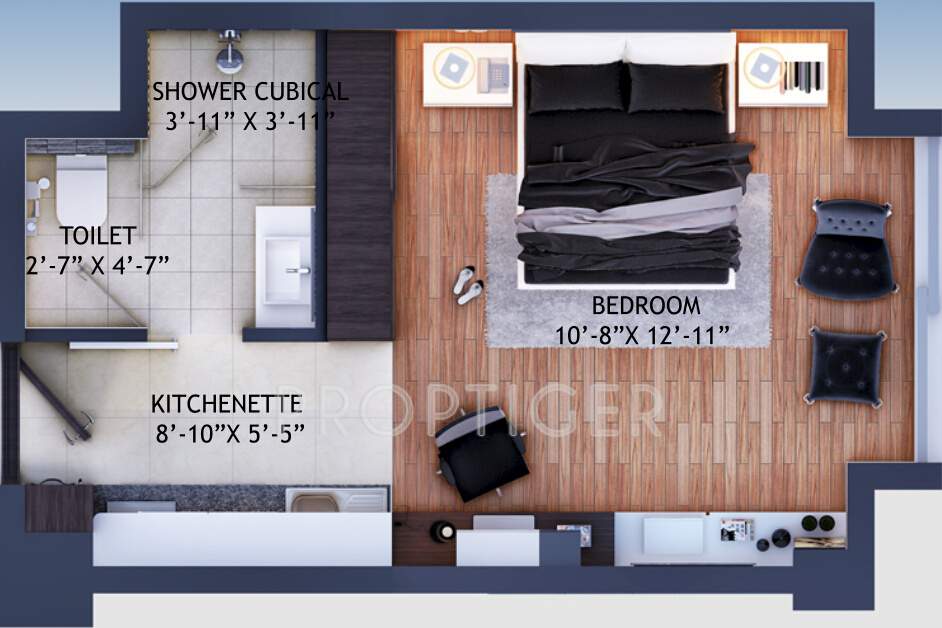 Viridian WTC Riverside Residences (1BHK+1T (465 sq ft) 465 sq ft)