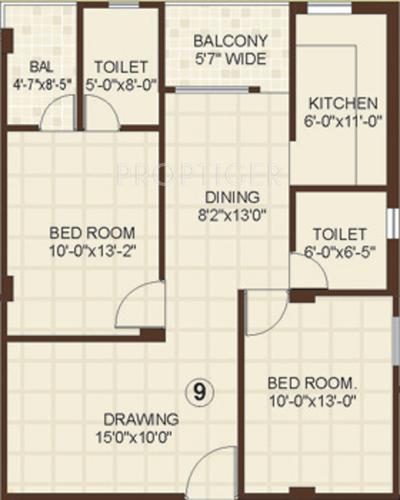 Floor Plan (2BHK+2T (1,090 sq ft) 1090 sq ft) Vasundhara Homes Le Grassia Floor Plan (2BHK+2T (1,090 sq ft) 1090 sq ft)