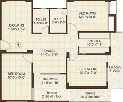 Floor Plan (3BHK+2T (1,500 sq ft) 1500 sq ft) Vasundhara Homes Le Grassia Floor Plan (3BHK+2T (1,500 sq ft) 1500 sq ft)