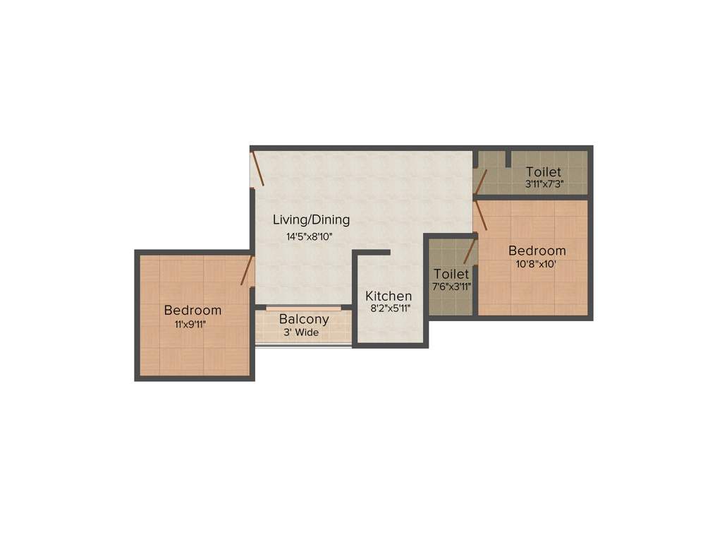 Rajwada Rosewood (2BHK+2T (920 sq ft) 920 sq ft)