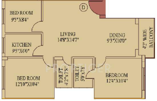 Daffodil Duke Residency (3BHK+3T (1,281 sq ft) 1281 sq ft)