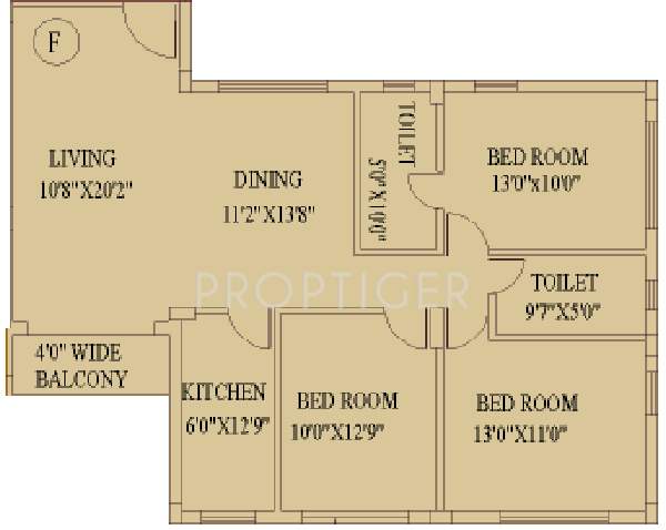 Daffodil Group Duke Residency (3BHK+3T (1,449 sq ft) 1449 sq ft)