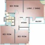 South Garden (3BHK+2T (1,220 sq ft) 1220 sq ft)