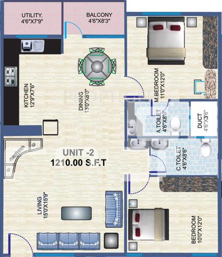 Yashaswini Vinayaka Enclave (2BHK+2T (1,210 sq ft) 1210 sq ft)