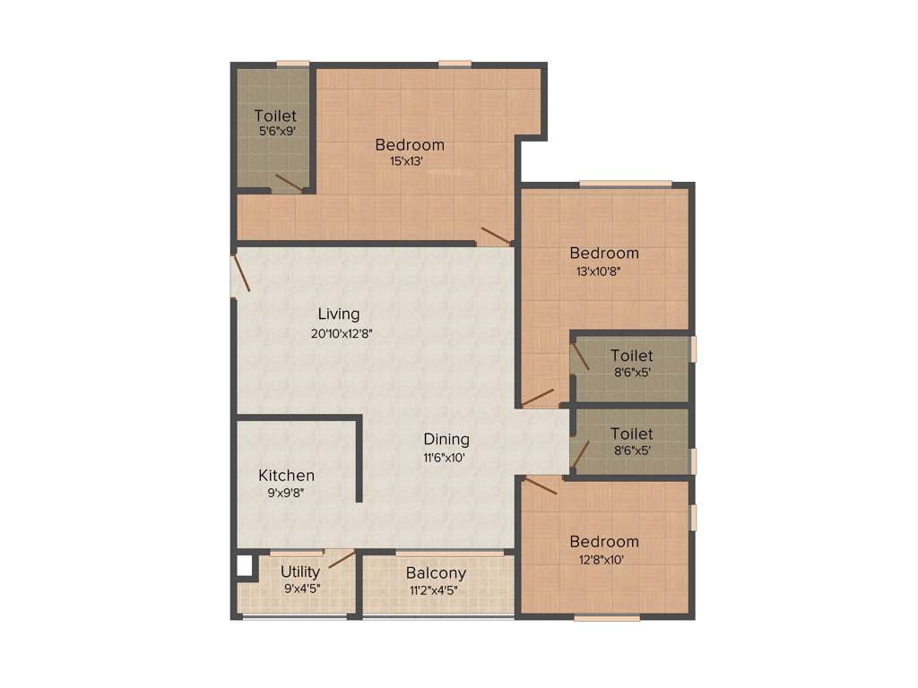 Fortius Waterscape (3BHK+3T (1,739 sq ft) 1739 sq ft)
