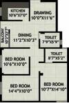 GDS Tower (3BHK+2T (1,355 sq ft) 1355 sq ft)