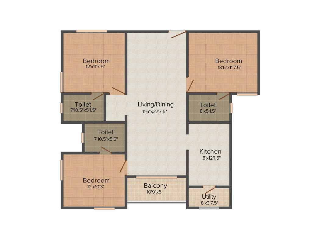 Radiance Shine (3BHK+3T (1,523 sq ft) 1523 sq ft)