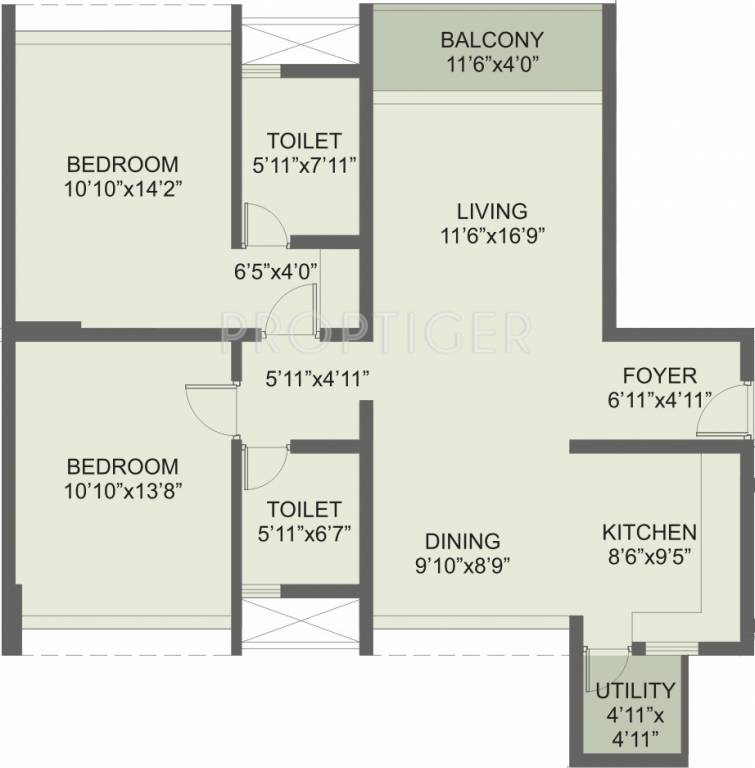 Rohan Iksha (2BHK+2T (1,258 sq ft) 1258 sq ft)