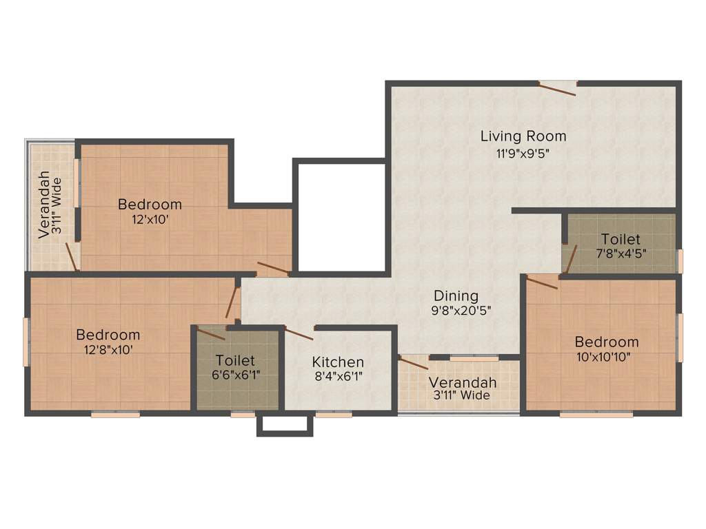 Starlite Sunny Skyline (3BHK+3T (1,415 sq ft) 1415 sq ft)
