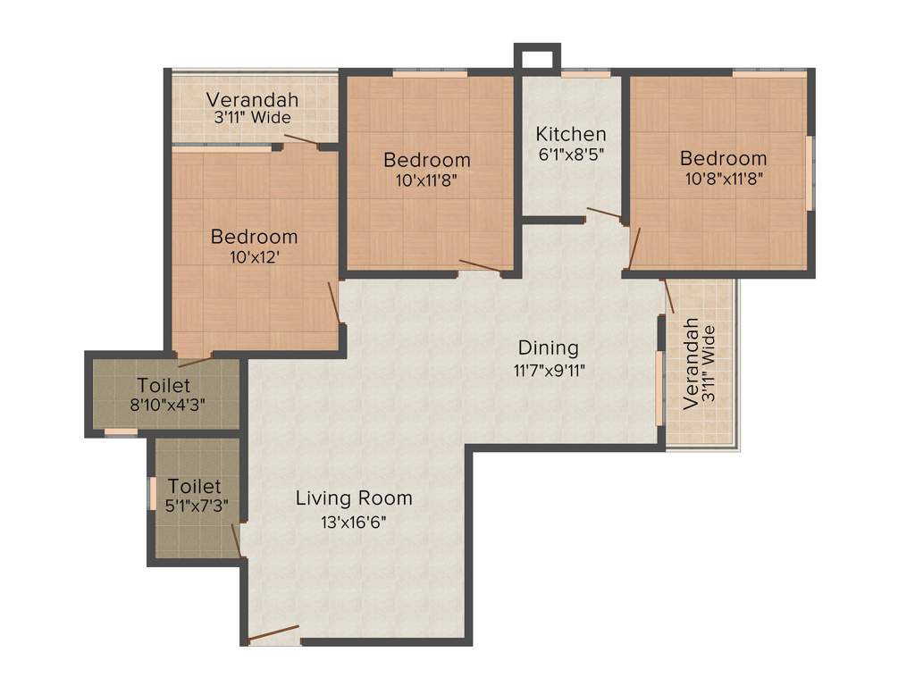 Starlite Sunny Skyline (3BHK+2T (1,375 sq ft) 1375 sq ft)
