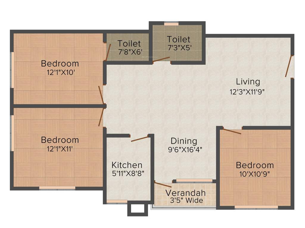 Starlite Sunny Skyline (3BHK+2T (1,270 sq ft) 1270 sq ft)
