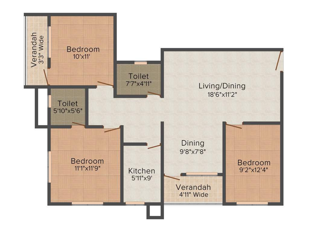 Starlite Sunny Skyline (3BHK+2T (1,360 sq ft) 1360 sq ft)