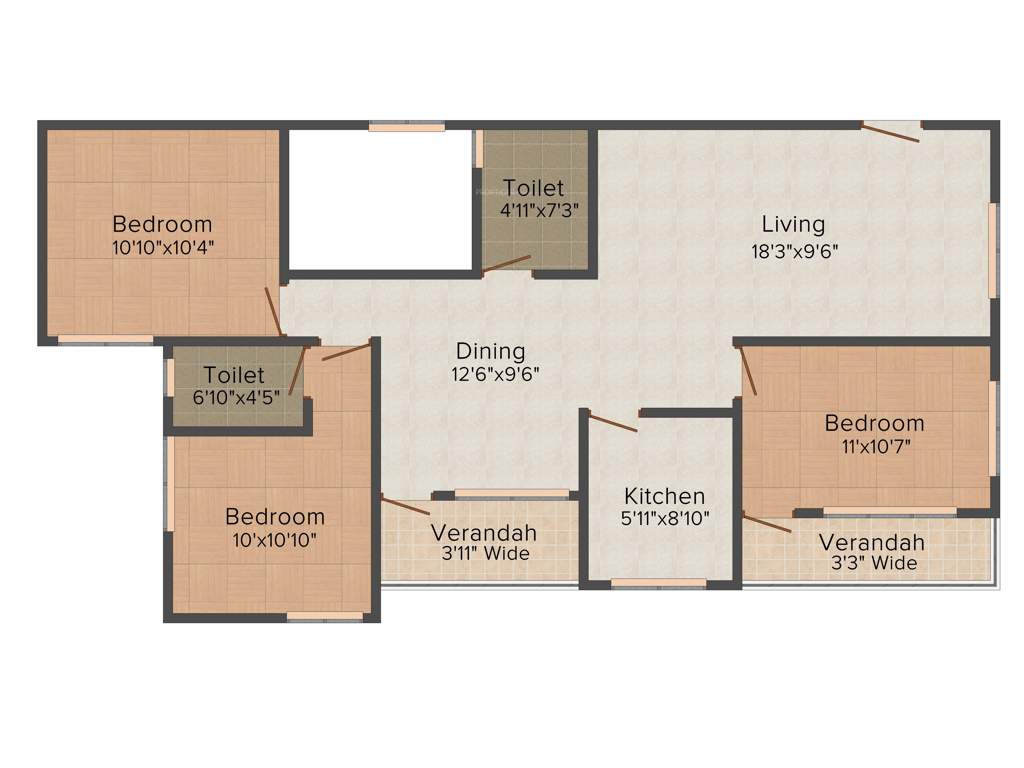 Starlite Sunny Skyline (3BHK+3T (1,320 sq ft) 1320 sq ft)