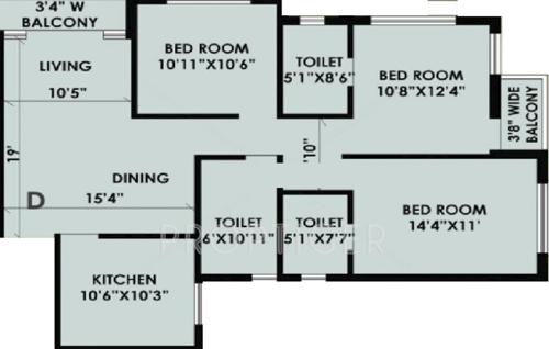 Mani Residency (3BHK+3T (1,562 sq ft) 1562 sq ft)