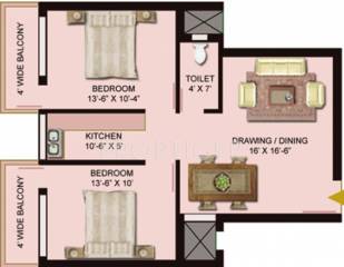Shraddha The Spring Leaf (2BHK+1T (1,065 sq ft) 1065 sq ft)