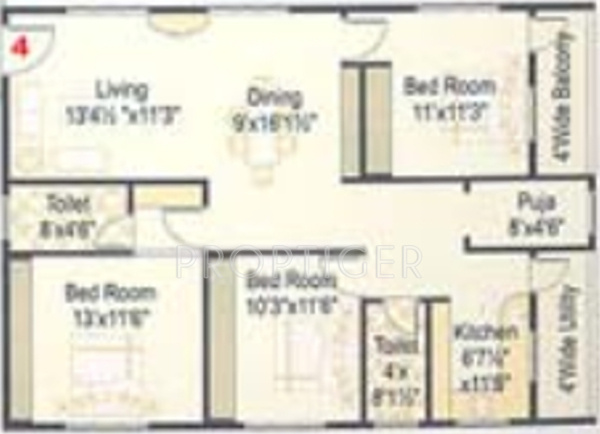 Sreemitra Heights (3BHK+2T (1,500 sq ft) + Pooja Room 1500 sq ft)