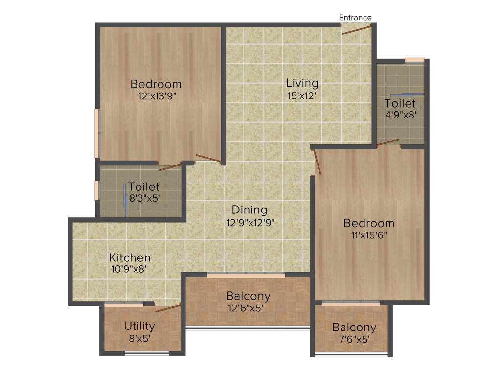 Veracious Zarita (2BHK+2T (1,300 sq ft) 1300 sq ft)