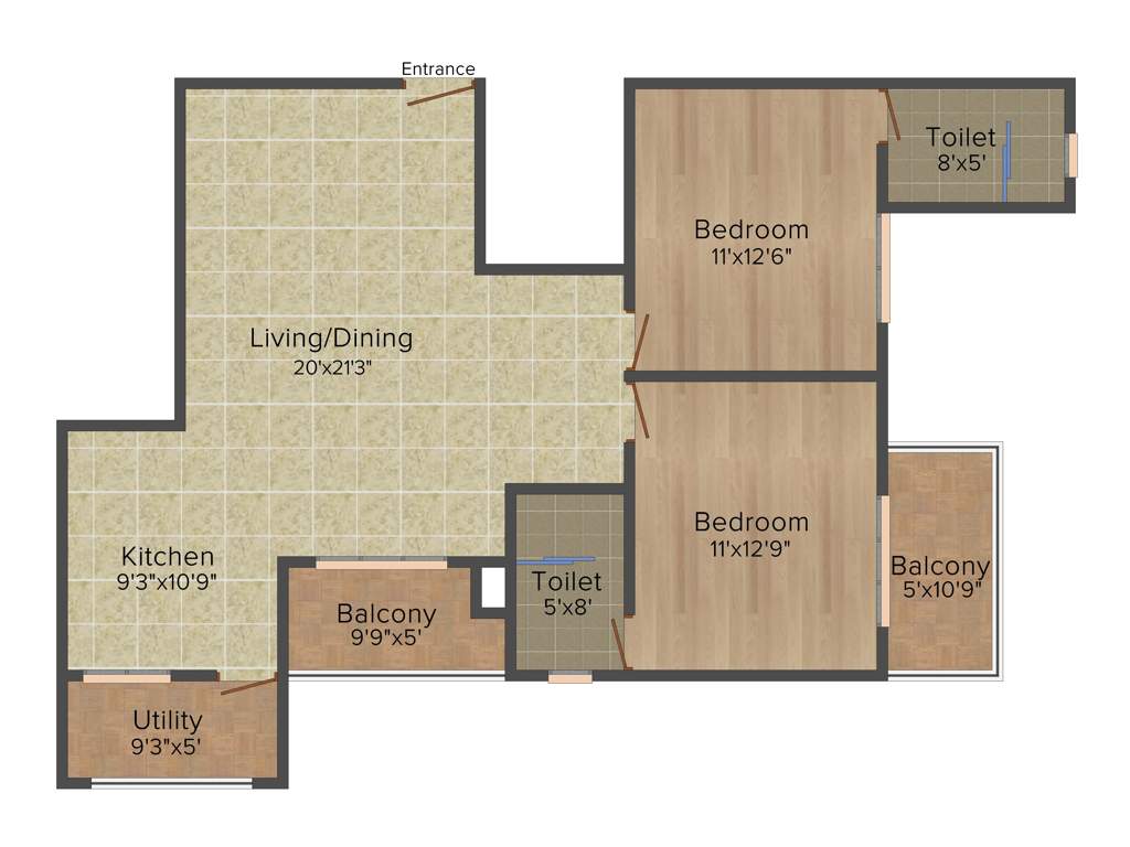 Veracious Zarita (2BHK+2T (1,224 sq ft) 1224 sq ft)