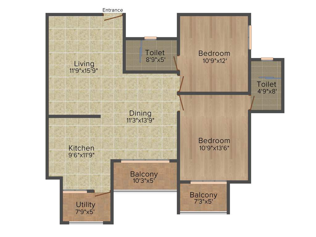 Veracious Zarita (2BHK+2T (1,226 sq ft) 1226 sq ft)