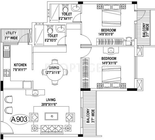 Skyline Constructions Blueberry Hills (2BHK+2T (1,338 sq ft) 1338 sq ft)