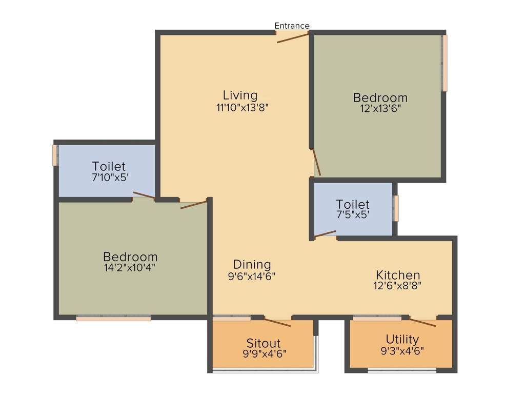 Mahaveer Promenade (2BHK+2T (1,186 sq ft) 1186 sq ft)