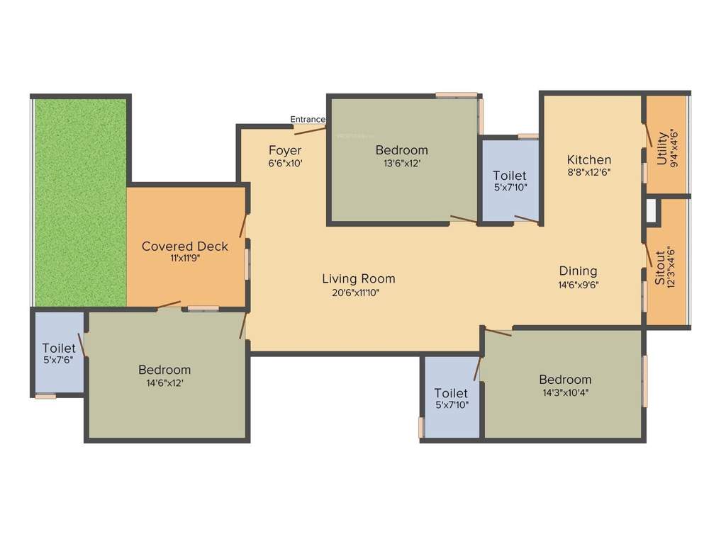 Mahaveer Promenade (3BHK+3T (1,861 sq ft) 1861 sq ft)