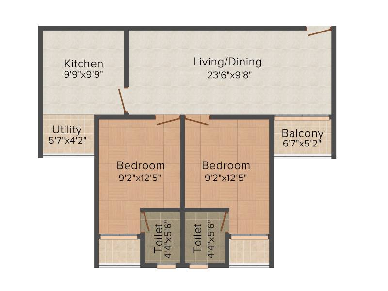 Sowparnika Highlands (2BHK+2T (1,060 sq ft) 1060 sq ft)