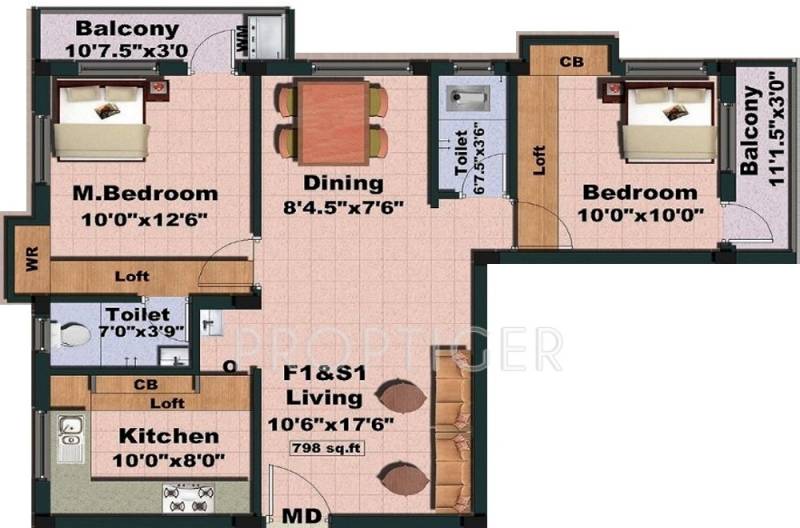 Bharathi Manish Apartment (2BHK+2T (974 sq ft) 974 sq ft)