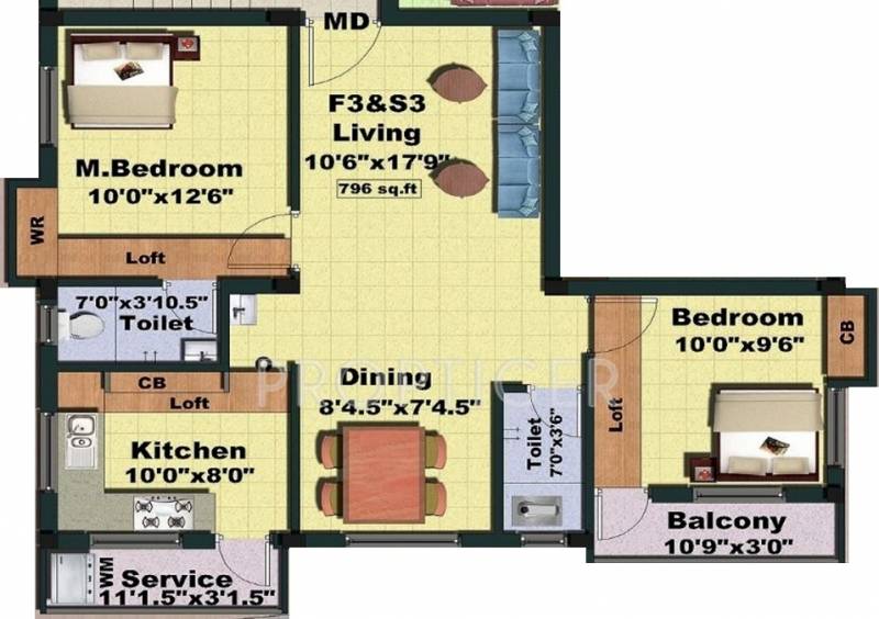 Bharathi Manish Apartment (2BHK+2T (971 sq ft) 971 sq ft)