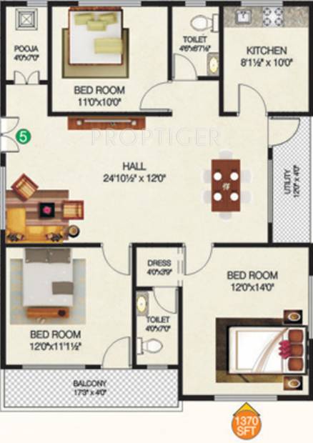 Navya NuSymphony (3BHK+2T (1,370 sq ft) + Pooja Room 1370 sq ft)