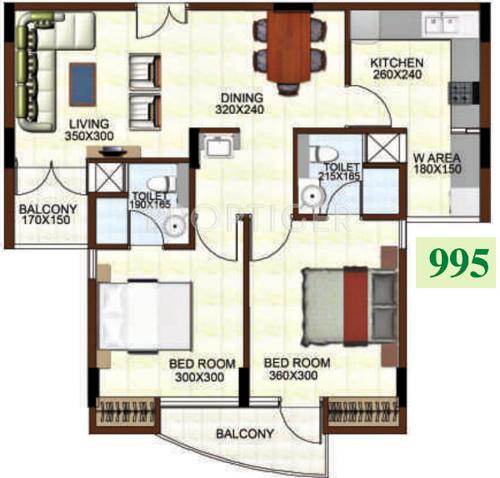 Sowparnika Shirdi Towers Phase I (2BHK+2T (995 sq ft) 995 sq ft) Sowparnika Shirdi Towers Phase I (2BHK+2T (995 sq ft) 995 sq ft)