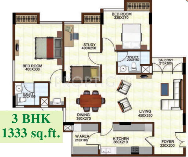 Sowparnika Shirdi Towers Phase I (3BHK+2T (1,333 sq ft) 1333 sq ft)