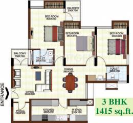 Sowparnika Shirdi Towers Phase I (3BHK+2T (1,415 sq ft) 1415 sq ft)