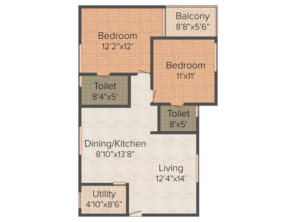 Saakara Dhaaruni Residences (2BHK+2T (1,074 sq ft)   Pooja Room 1074 sq ft)