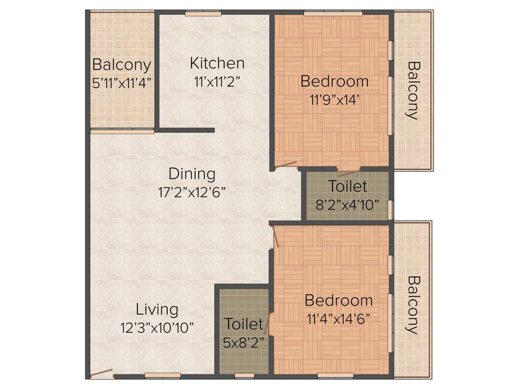 Saakara Dhaaruni Residences (2BHK+2T (1,568 sq ft) 1568 sq ft)