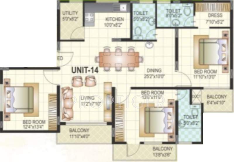 Saakara Dhaaruni Residences (3BHK+3T (1,821 sq ft) 1821 sq ft)