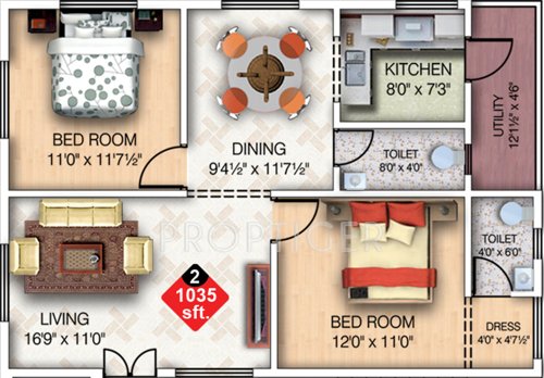 Navya NuGanesh Residency (2BHK+2T (1,035 sq ft) 1035 sq ft)