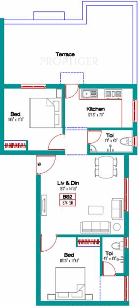 Jeni Joel Sreevasom (2BHK+2T (874 sq ft) 874 sq ft)