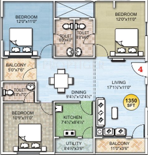 Navya GVR Towers (3BHK+3T (1,350 sq ft) 1350 sq ft)