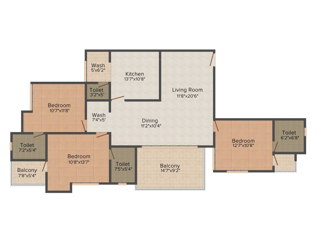 Heera Courtyard (3BHK+3T (1,705 sq ft) 1705 sq ft)