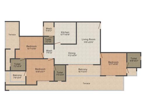 Heera Courtyard (3BHK+3T (1,745 sq ft) 1745 sq ft)