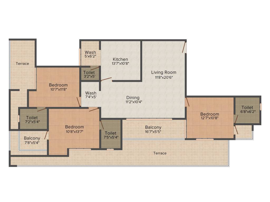 Heera Courtyard (3BHK+3T (1,745 sq ft) 1745 sq ft)