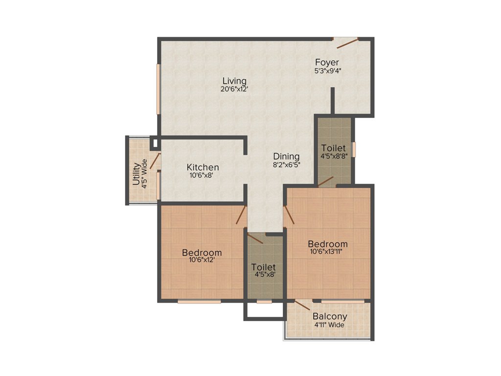Definer Kingdom (2BHK+2T (1,185 sq ft) 1185 sq ft)