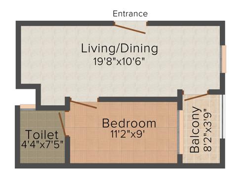Sunpaul Blueberry (1BHK+1T (595 sq ft) 595 sq ft)