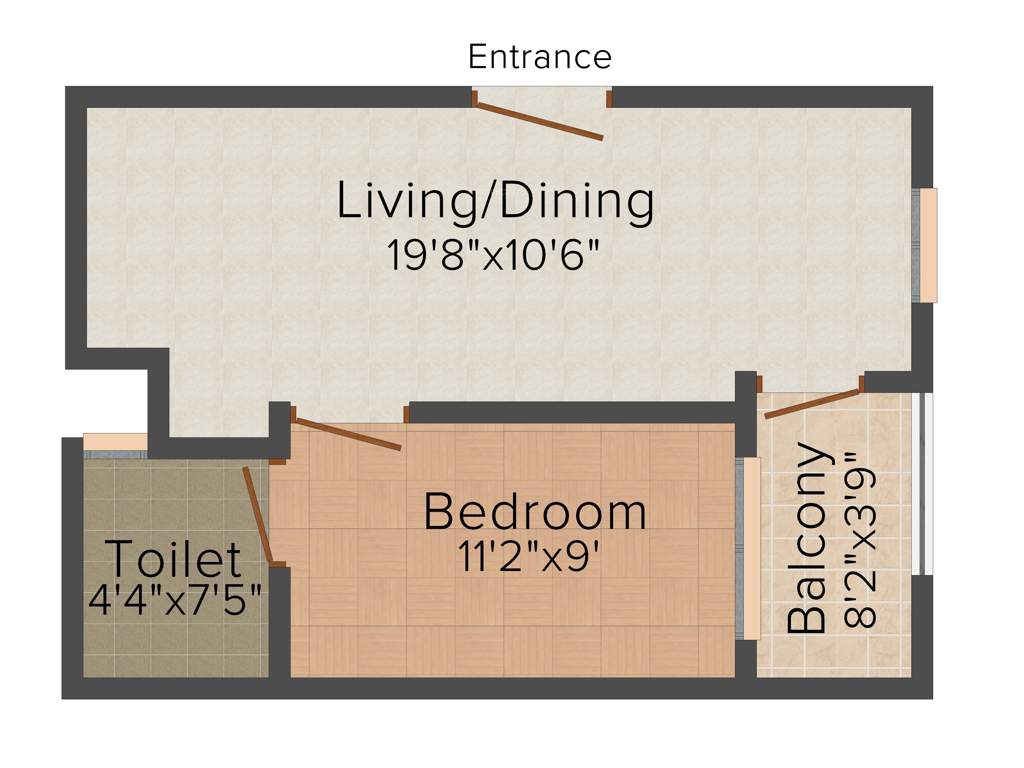 Sunpaul Blueberry (1BHK+1T (595 sq ft) 595 sq ft)