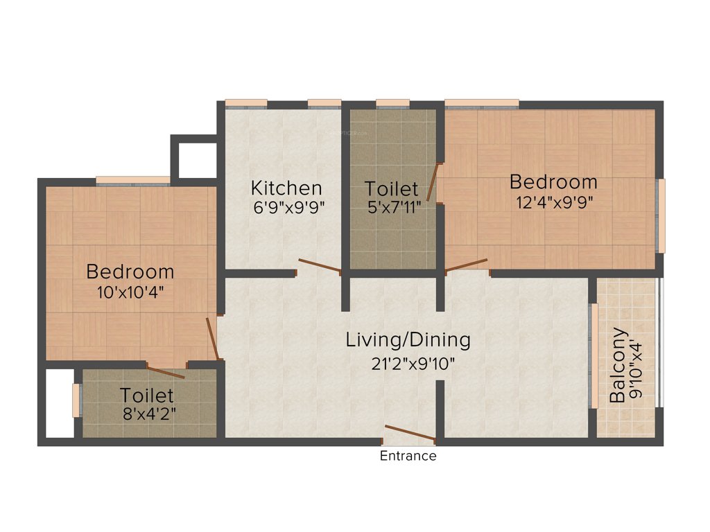 Sunpaul Blueberry (2BHK+2T (1,005 sq ft) 1005 sq ft)