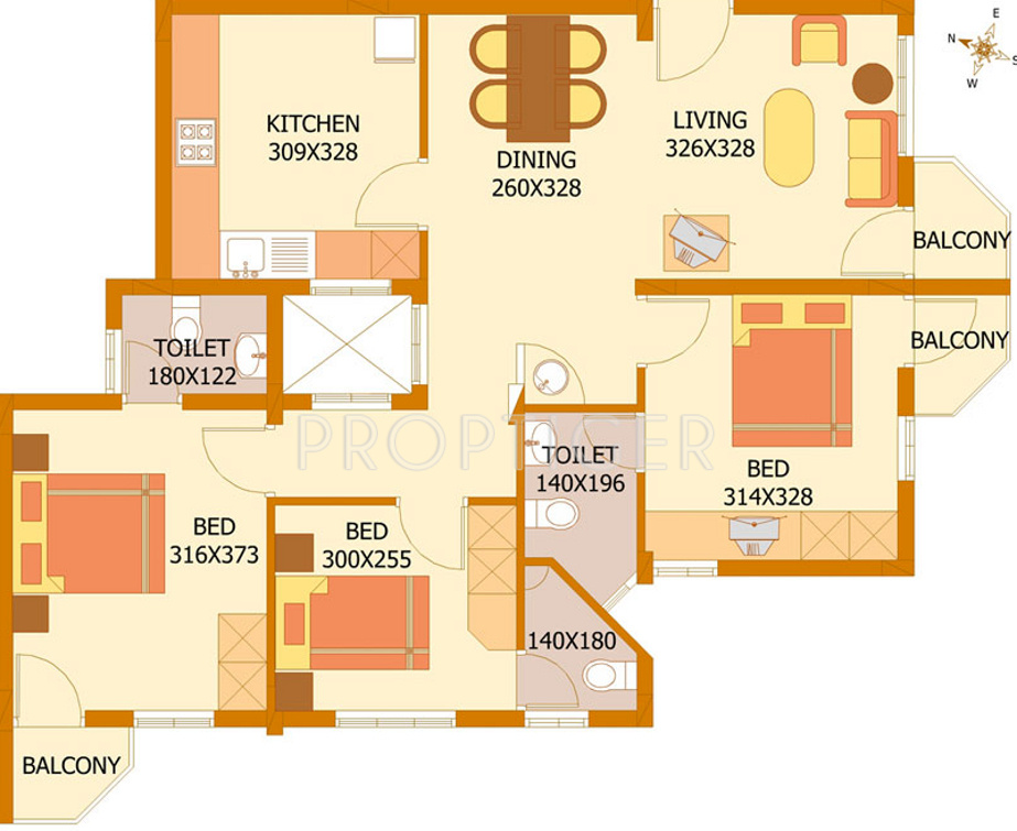 Floor Plan (3BHK+3T (1,290 sq ft) 1290 sq ft) Flairalliance Corbel Floor Plan (3BHK+3T (1,290 sq ft) 1290 sq ft)