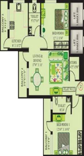 Ridhi Shree Sai Ashray (2BHK+2T (1,115 sq ft) 1115 sq ft)