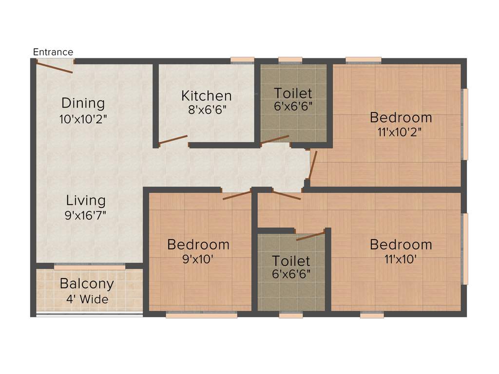 Jain Dream Pratham (3BHK+2T (1,105 sq ft) 1105 sq ft)