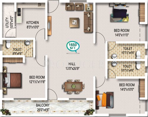 Navya NuOrchid (3BHK+3T (1,650 sq ft) 1650 sq ft)